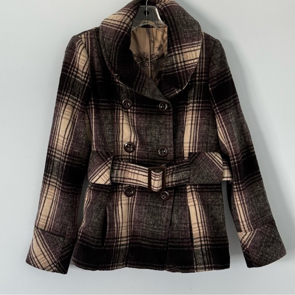 Buffalo WoolBlend Plaid Belted Peacoat Women’s size M Briton “Alexandrine” Coat - Picture 1 of 9